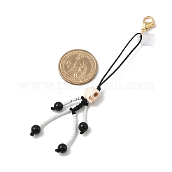 Halloween Theme Skeleton Glass Seed & Natural Black Onyx & Synthetic Turquoise Beaded Pendant Decorations&nbsp;HJEW-MZ00284-06