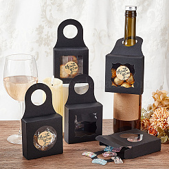 48Pcs 4 Styles Square Kraft Paper Festival Gift Storage Boxes with PVC Window and Hole Handle&nbsp;CON-PH0003-05A