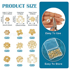 54Pcs 9 Styles Brass Bead Caps&nbsp;KK-TA0003-43