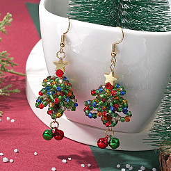 Glass Seed Beaded Dangle Earrings&nbsp;EJEW-MZ00170