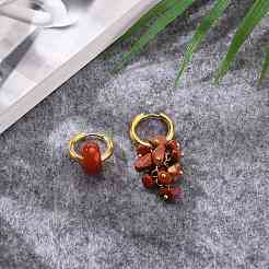 Natural Mixed Stone Bead Asymmetrical Earrings&nbsp;EJEW-JE04353