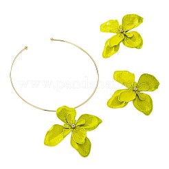 Flower Alloy Stud Earrings & Pendant Choker Sets for Women&nbsp;WGECDA8-01