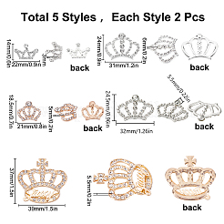 10Pcs 5 Style Alloy Rhinestone Cabochons&nbsp;ALRI-SC0001-18