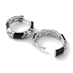 Brass Micro Pave Cubic Zirconia Hoop Earrings&nbsp;EJEW-L269-113P