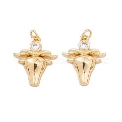Rack Plating Brass Micro Pave Clear Cubic Zirconia Pendants&nbsp;ZIRC-C040-31G
