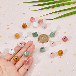 20Pcs 5 Styles Natural & Synthetic Mixed Gemstone Pumpkin Charms with Platinum Plated Brass Loops&nbsp;PALLOY-FH00025