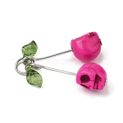 6Pcs 6 Colors Dyed Synthetic Turquoise Skull Cherry Pendants&nbsp;PALLOY-JF04110
