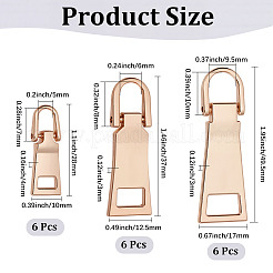 18Pcs 3 Styles Alloy Zipper Pull Tabs&nbsp;FIND-CY0001-83LG