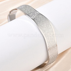 Abstract Pattern 304 Stainless Steel Cuff Bangles for Women&nbsp;BJEW-D466-04P