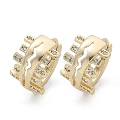 Brass Clear Cubic Zirconia Hoop Earrings&nbsp;EJEW-Q014-16G