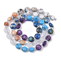 Dyed Natural White Jade & Red Netstone & Quartz Crystal & K2 Stone & Synthetic Turquoise Beads Strands&nbsp;G-Z135-B03