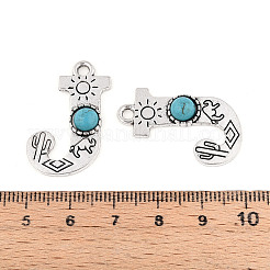 Synthetic Turquoise & Alloy Pendants&nbsp;PALLOY-H146-01AS-J
