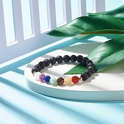 Natural Tiger Eye Round Beads Oil Diffuser Power Bracelet&nbsp;BJEW-JB07416