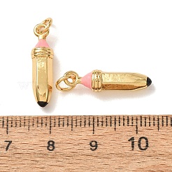 Brass with Pink Enamel Pendants&nbsp;KK-CBA2F11-33G