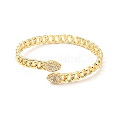 Clear Cubic Zirconia Teardrop Open Cuff Bangle&nbsp;BJEW-J165-01G