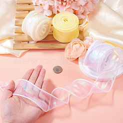3 Rolls 3 Colors Fishtail Yarn Iridescent Ribbon for Bowknot Making&nbsp;OCOR-TA0004-11B