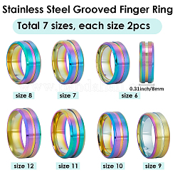 14Pcs 7 Styles Stainless Steel Grooved Finger Ring Settings&nbsp;STAS-SC0010-65RC