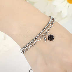 Synthetic Blue Goldstone Hexagon Charm Double Layer Bracelets&nbsp;WG0C9E5-01