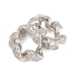 Twist Brass Clear Cubic Zirconia European Beads&nbsp;KK-B186-08P
