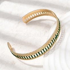 304 Stainless Steel Enamel Open Cuff Bangles&nbsp;BJEW-K264-07G