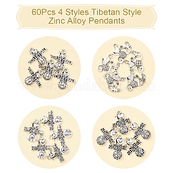 60Pcs 4 Styles Tibetan Style Zinc Alloy Pendants&nbsp;TIBEP-FS0001-35