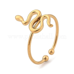 Snake 304 Stainless Steel Open Cuff Ring for Women&nbsp;RJEW-M049-02G