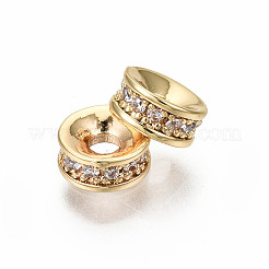 Brass Micro Pave Clear Cubic Zirconia Spacer Beads&nbsp;KK-S360-028-NF