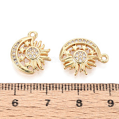 Brass Pave Clear Cubic Zirconia Pendants&nbsp;KK-T074-98G