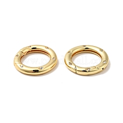 Brass Pave Clear Cubic Zirconia Spring Gate Rings&nbsp;X-KK-J301-15G