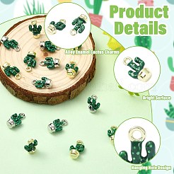 16Pcs 2 Colors Alloy Enamel Cactus Charms&nbsp;ENAM-CJ0007-47