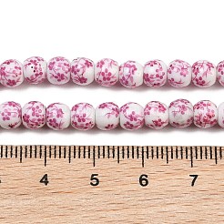 Handmade Flower Printed Porcelain Ceramic Beads Strands&nbsp;PORC-M005-6mm-03
