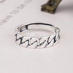 925 Sterling Silver Chunky Curb Chains Adjustable Rings for Women&nbsp;FS-WG946EA-01