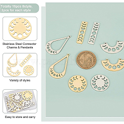 16Pcs 8 Style 201 Stainless Steel Connector Charms & Pendants&nbsp;STAS-BC0003-36