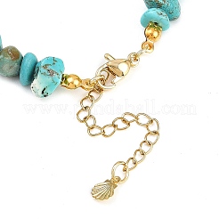 3Pcs 3 Styles Zinc Alloy Enamel Shell Shape Charm Round Shell Pearl & Dyed Synthetic Turquoise Starfish & Magnesite & Opalite & Natural Rose Quartz Chip Beaded Anklets&nbsp;AJEW-AN00735