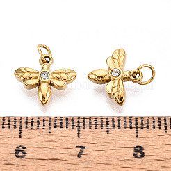 304 Stainless Steel Rhinestone Charms Ion Plating(IP)&nbsp;STAS-N115-03G