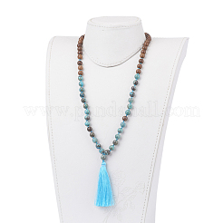 Natural Ocean Jasper and Wood Beaded Necklaces&nbsp;NJEW-JN02024