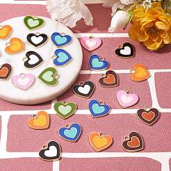 36Pcs 6 Colors Rack Plating Light Gold Alloy Enamel Pendants&nbsp;ENAM-SZ0002-08