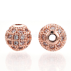 Rack Plating Brass Cubic Zirconia Beads&nbsp;ZIRC-S001-8mm-A03