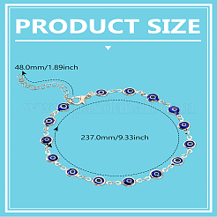 1Pc Brass & Handmade Lampwork Evil Eye Link Chain Anklets&nbsp;AJEW-LP0007-66C