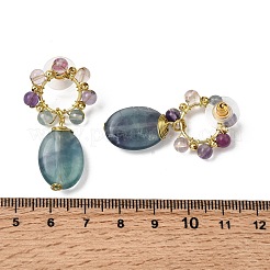 Natural Mixed Stone Dangle Stud Earrings&nbsp;EJEW-G454-01G