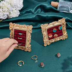 2 Bags 2 Styles Gold Photo Frame Resin Finger Ring Organizer Holder with Velvet Mat&nbsp;ODIS-WR0001-16