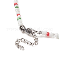 Christmas Tree Lampwork Pendant Necklace with Glass Seed Flower Chains for Women&nbsp;NJEW-TA00070