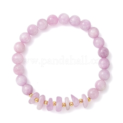 Natural Kunzite & Brass Stretch Beaded Bracelets for Women&nbsp;BJEW-JB14003
