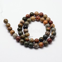 Natural Polychrome Jasper/Picasso Stone/Picasso Jasper Bead Strands&nbsp;G-O155-02A-6mm