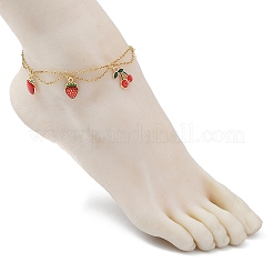 Alloy Enamel Fruit Charm Anklet&nbsp;AJEW-AN00560-02