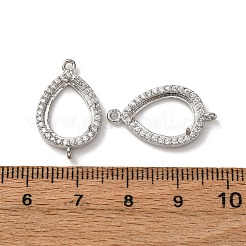 Teardrop Brass Micro Pave Clear Cubic Zirconia Connector Cabochon Settings&nbsp;KK-NH0007-01P