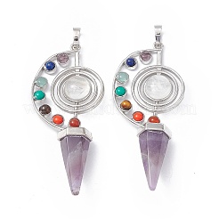7 Chakra Natural Amethyst Big Pendants&nbsp;G-F733-02E