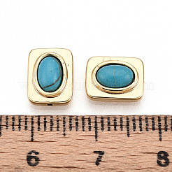 Brass Pave Synthetic Turquoise Beads&nbsp;KK-N258-14G