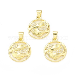 Rack Plating Brass Micro Pave Cubic Zirconia Pendants&nbsp;KK-C011-35G