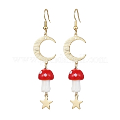 4 Pairs 4 Colors Mushroom Lampwork Dangle Earrings&nbsp;EJEW-TA00306